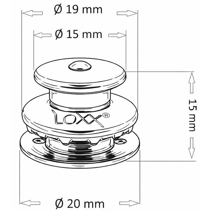 Loxx pull it up snap fastener 19 mm stainless steel set of 10