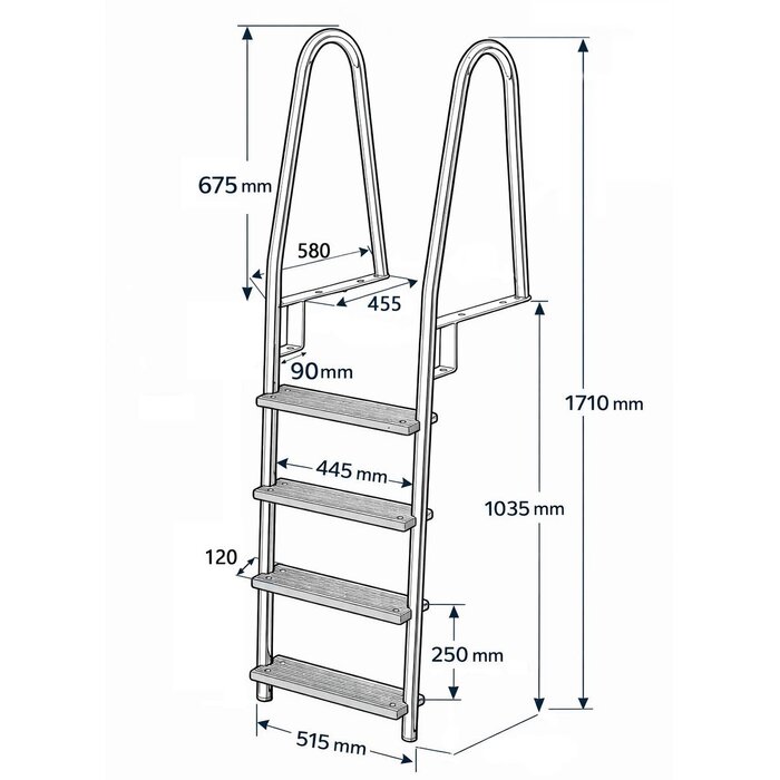 Dock Ladder Stainless Steel 4 Steps