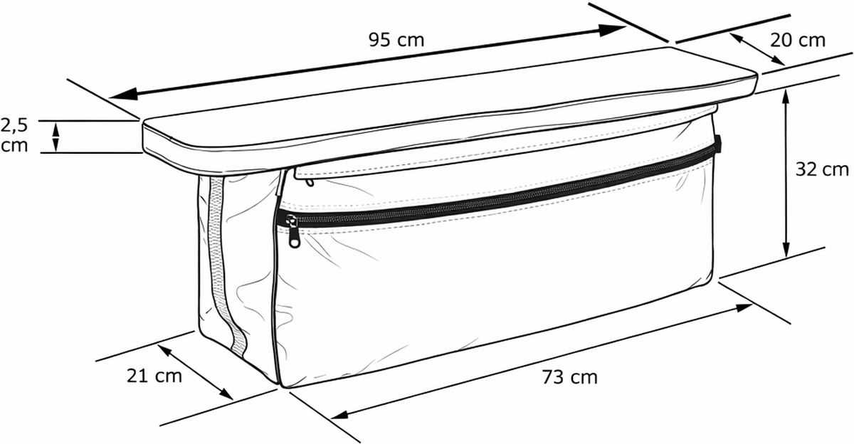 Inflatable boat bench bag 105x20cm