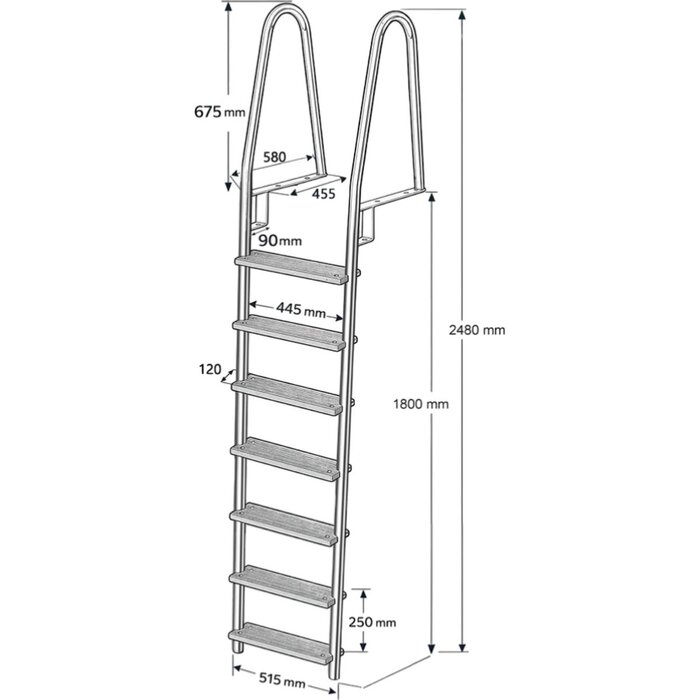 Dock Ladder Stainless Steel 7 Steps