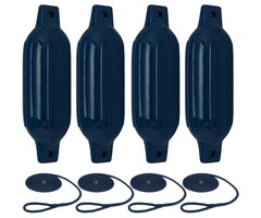 Stootwillen met Lijn 33x9cm set van 4 Navy