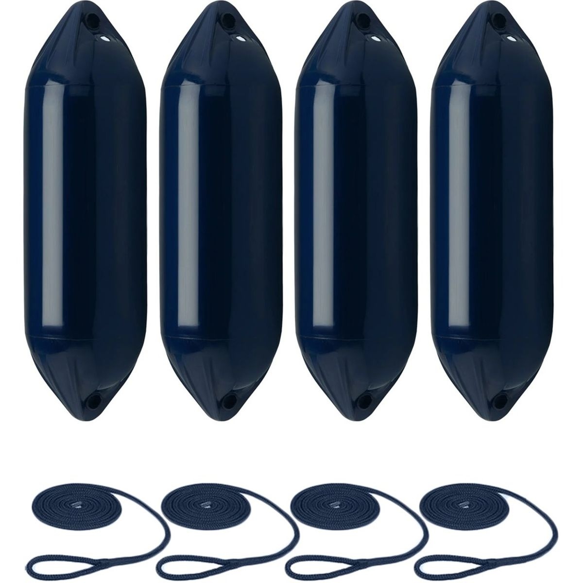 Fenders with Rope 73x21cm set of 4 Navy