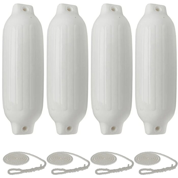 Stootwillen met Lijn 69x22cm set van 4 Wit