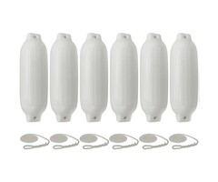 Stootwillen met Lijn 69x22cm set van 6 Wit