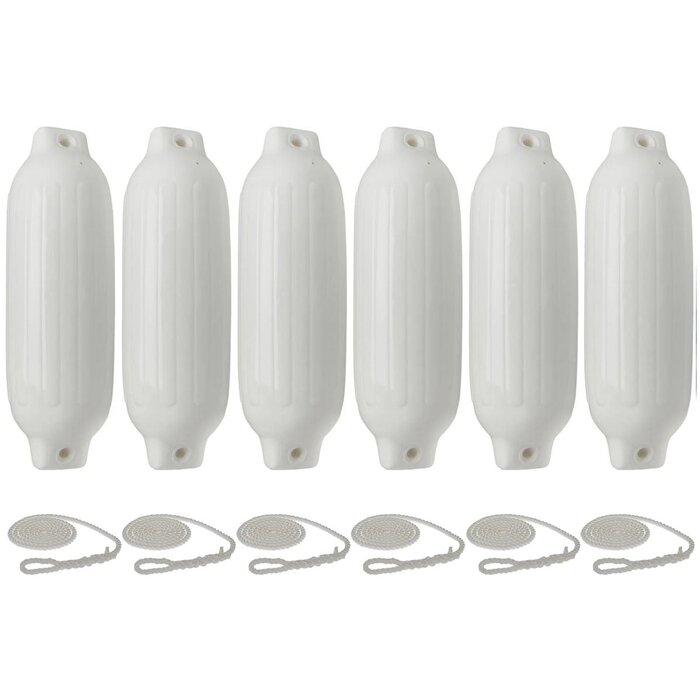 Stootwillen met Lijn 69x22cm set van 6 Wit