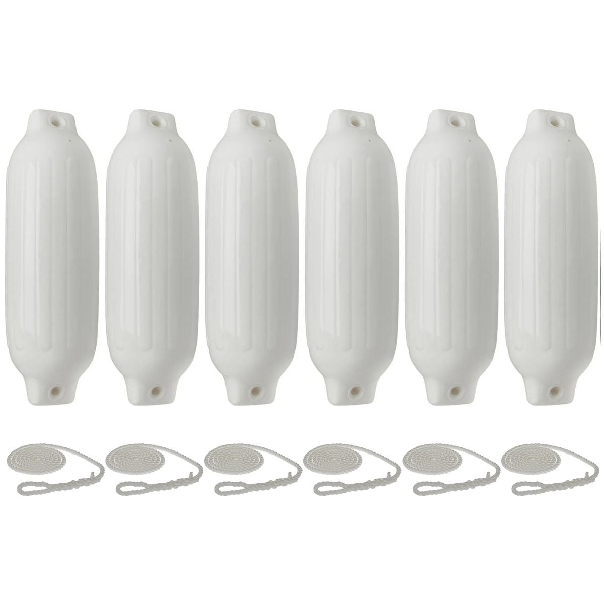Fenders with Rope 69x22cm set of 6 White