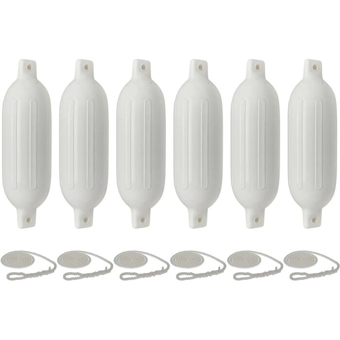 Fenders with Rope 58x17cm set of 6 White