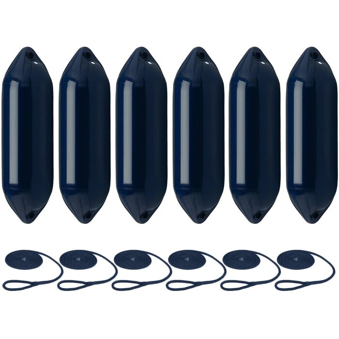 Stootwillen met Lijn 73x21cm set van 6 Navy