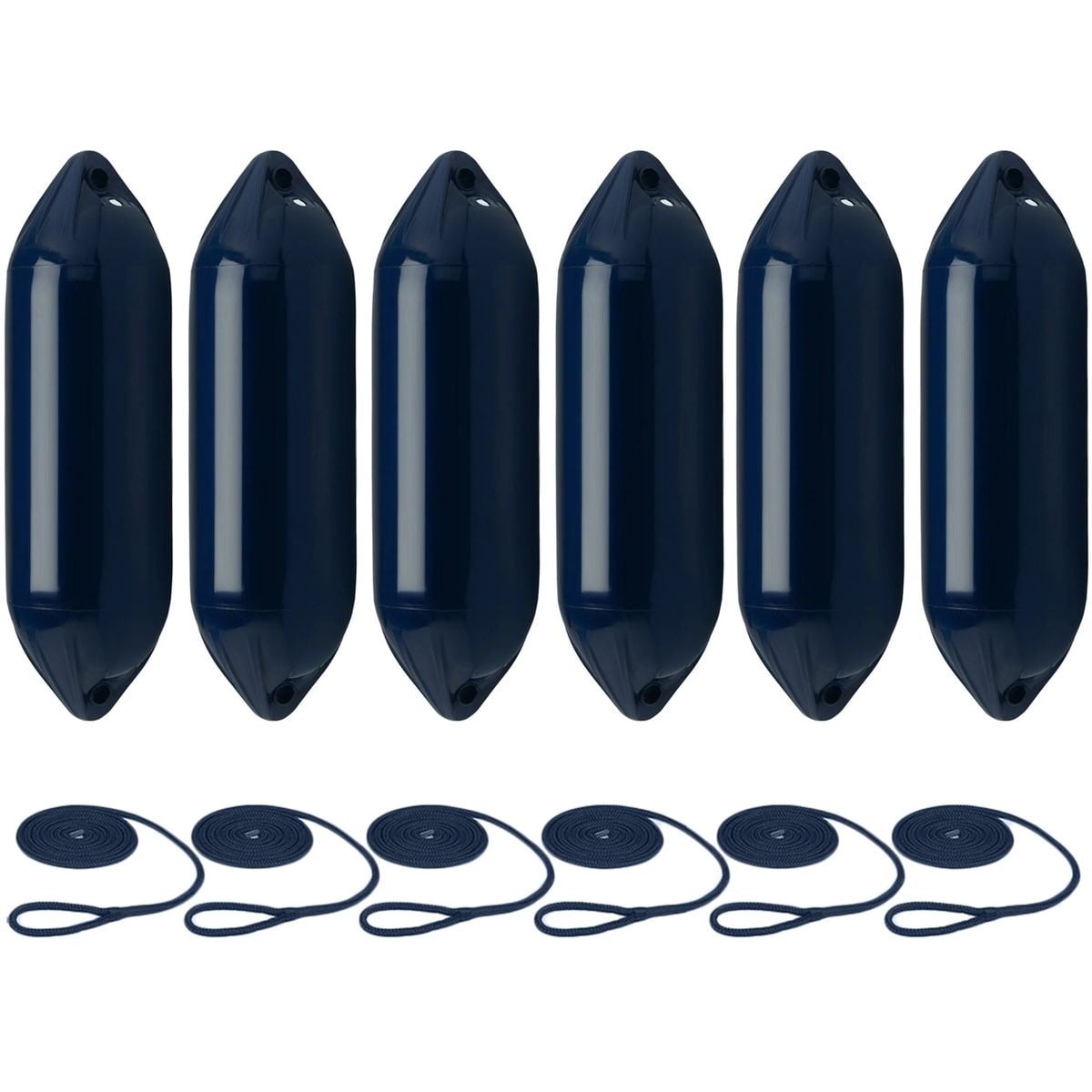 Fenders with Rope 73x21cm set of 6 Navy