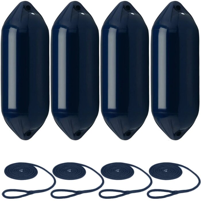 Fenders with Rope 60x21cm set of 4 Navy
