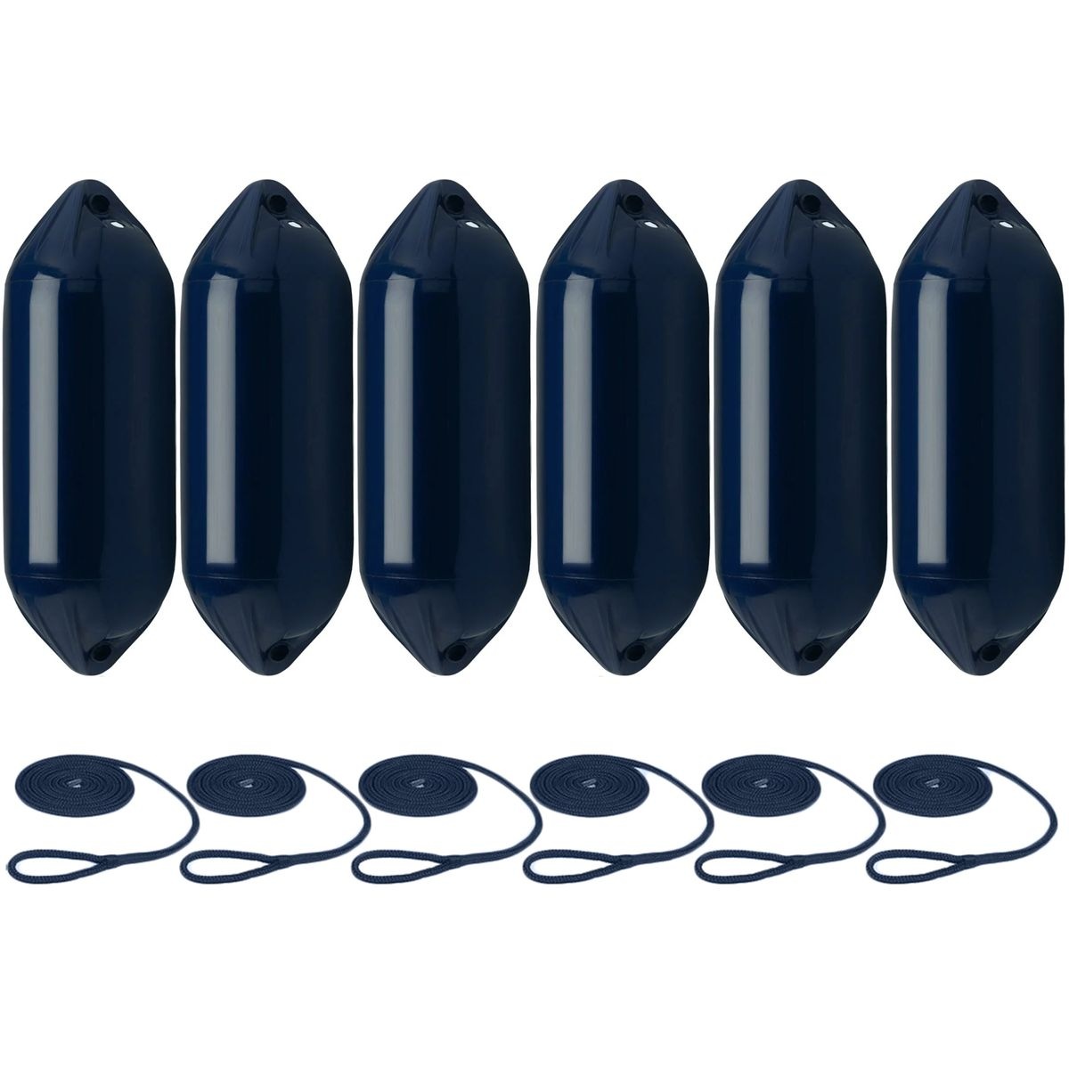Fenders with Rope 60x21cm set of 6 Navy