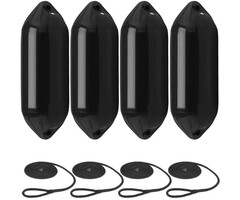 Fenders with Rope 60x21cm set of 4 Black