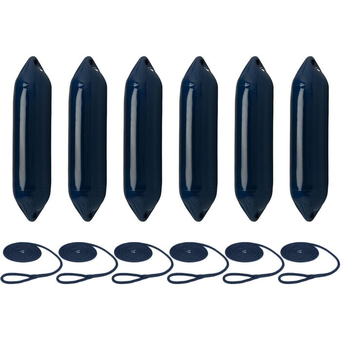 Stootwillen met Lijn 60x14cm set van 6 Navy