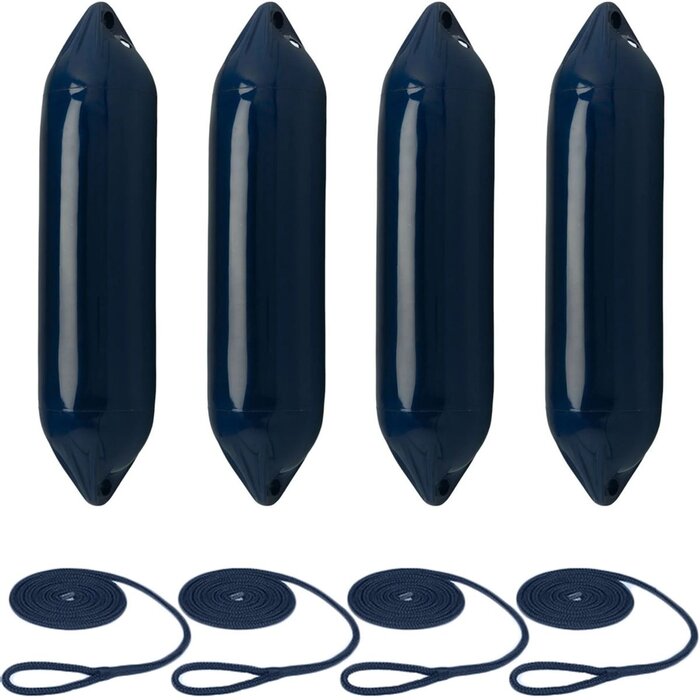 Fenders with Rope 60x14cm set of 4 Navy