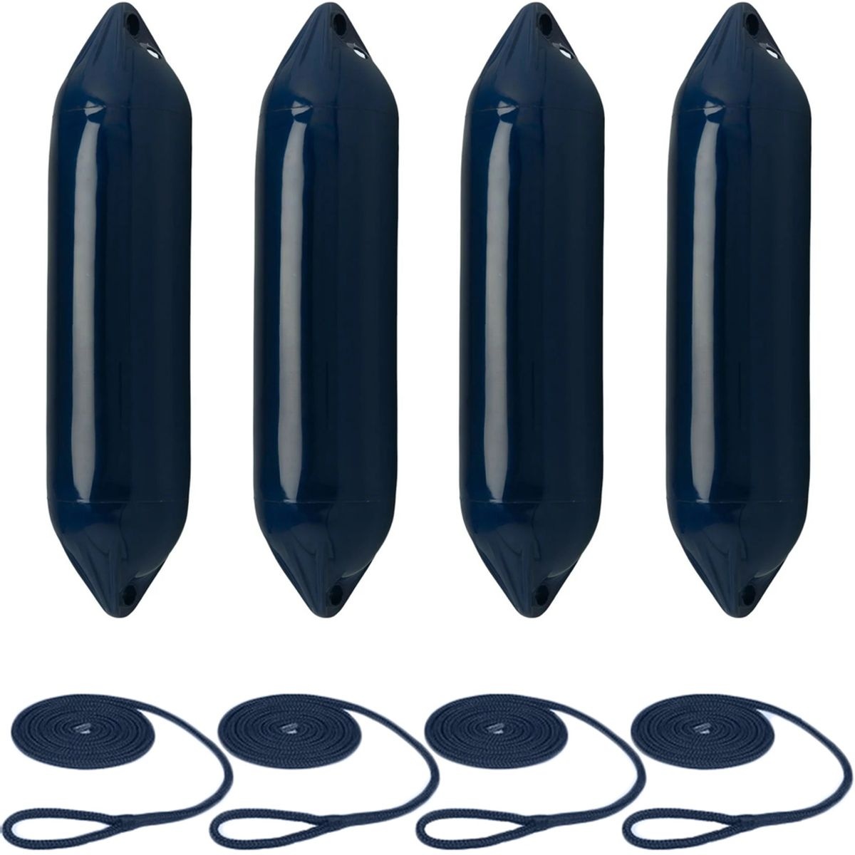 Fenders with Rope 60x14cm set of 4 Navy