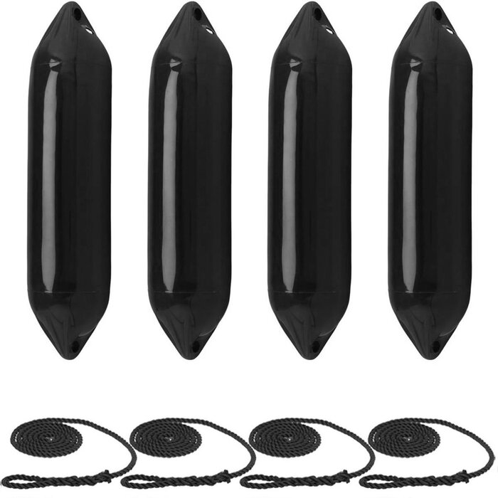 Fenders with Rope 60x14cm set of 4 Black