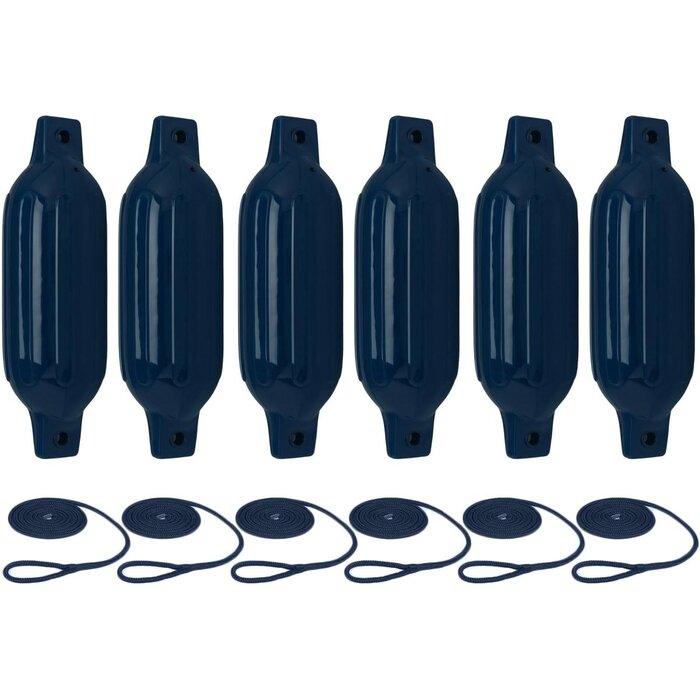Fenders with Rope 58x17cm set of 6 Navy