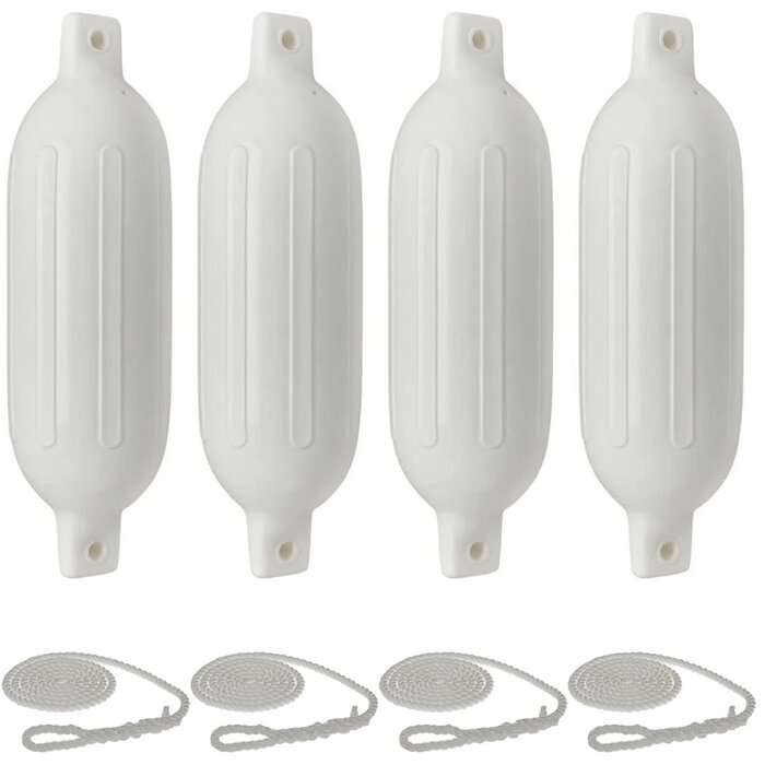 Stootwillen met Lijn 40x12cm set van 4 Wit