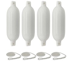 Stootwillen met Lijn 33x9cm set van 4 Wit
