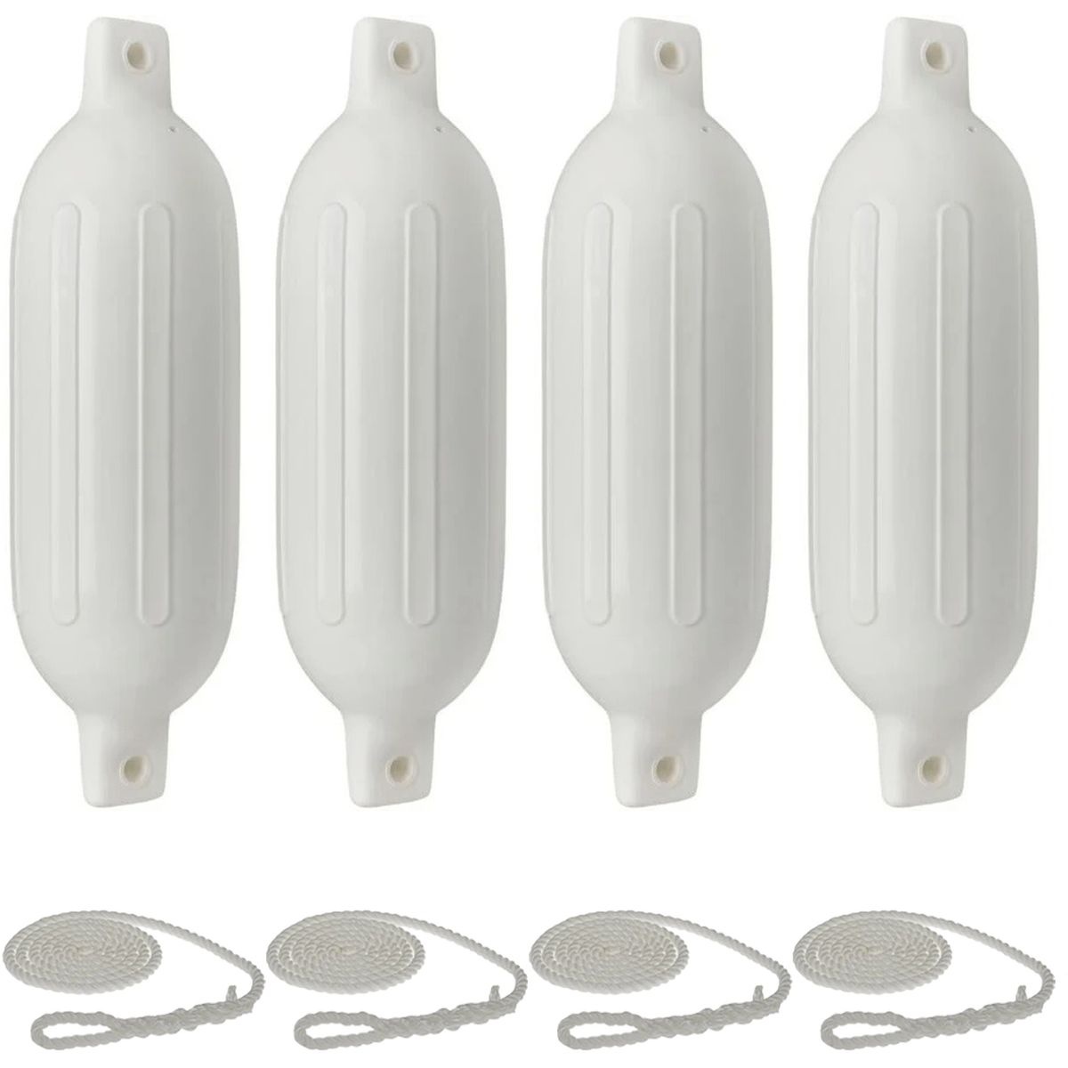 Fenders with Rope 33x9cm set of 4 White