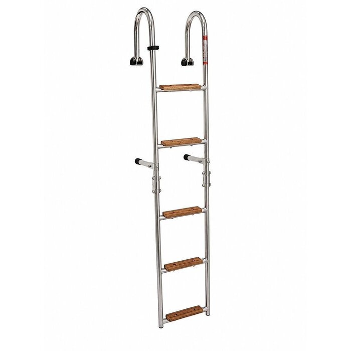 Folding Boat Ladder 5 Wooden Steps 130x27cm SS316