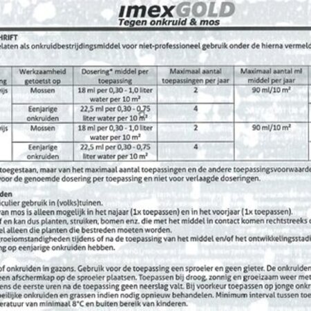 Imex Gold - Tegen Onkruid En Mos - Nieuw - 450 ml. Voor 250 m2 -  Graszaadselect.nl