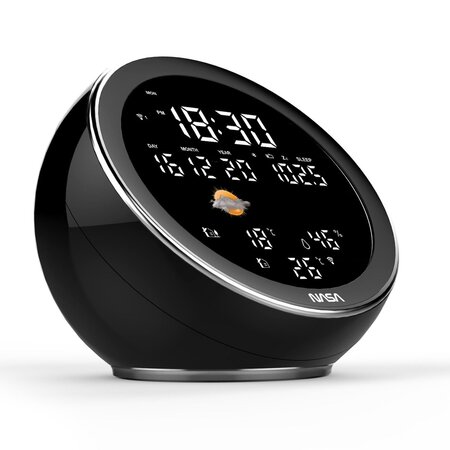 NASA Weather Station + Bluetooth Speaker - Black - Indoor and Outdoor Temperature