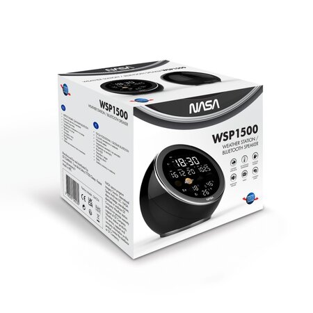 NASA Weerstation + Bluetooth Speaker - Zwart - Binnen En Buiten Temperatuur
