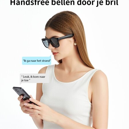 Caliber Soundglasses Slimme Bluetooth Zonnebril – Gepolariseerde glazen – Eenvoudige bediening – Microfoon – Zwart