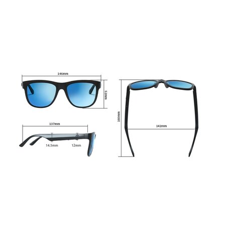 Caliber Soundglasses Slimme Bluetooth Zonnebril – Gepolariseerde glazen – Eenvoudige bediening – Microfoon – Blauw
