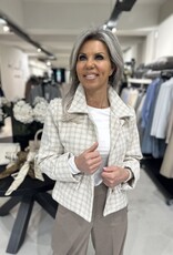 Veste / Blazer Queen Crème/Beige Carreaux