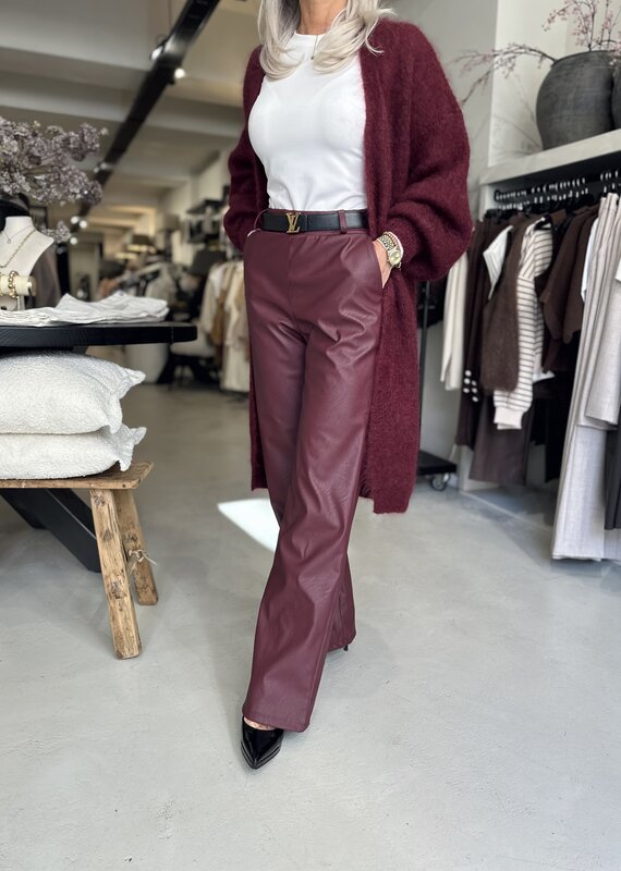 Pantalon similicuir bordeaux