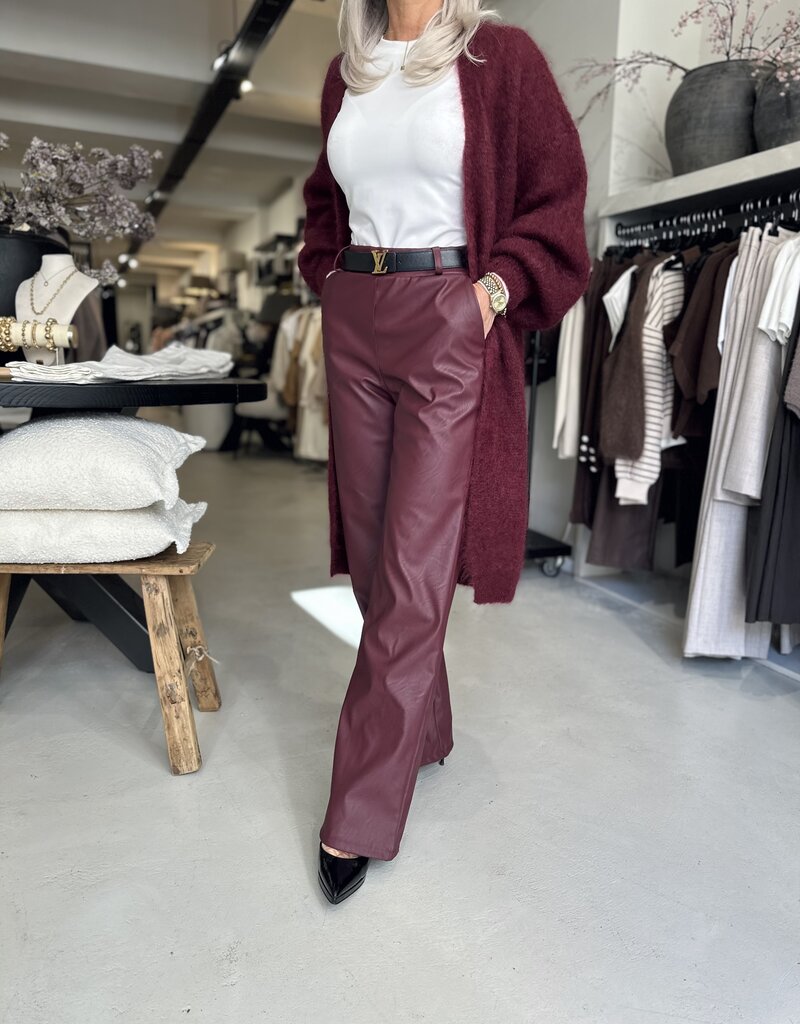 Pantalon similicuir bordeaux
