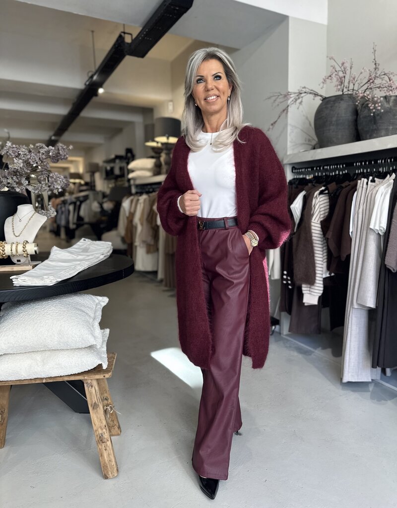 Pantalon similicuir bordeaux