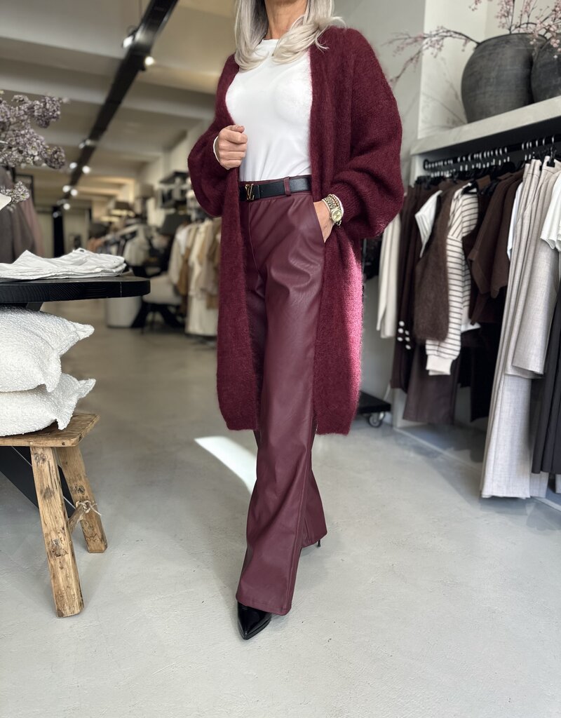 Pantalon similicuir bordeaux