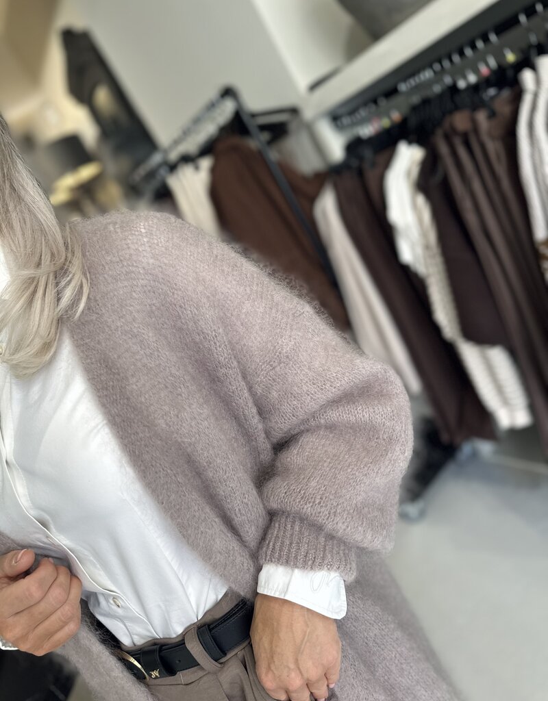 Gilet long en mohair taupe