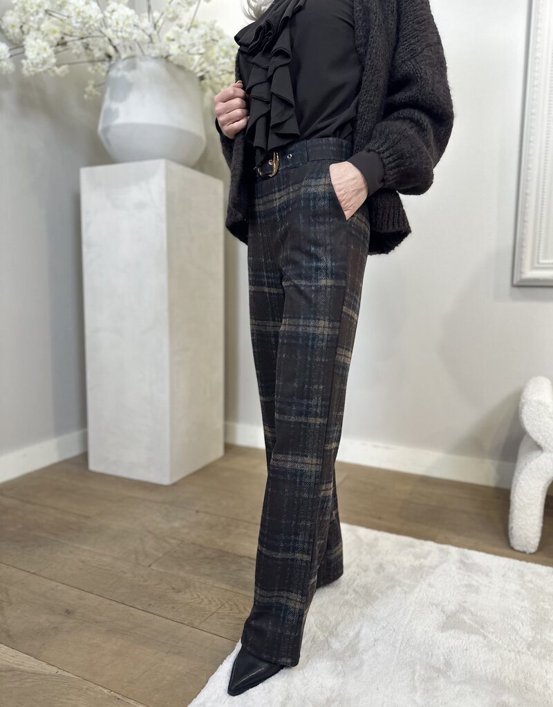 Cleo Checked Trousers Brown