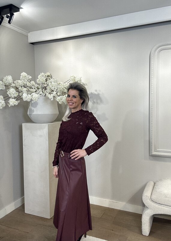 Leerlook rok Bordeaux