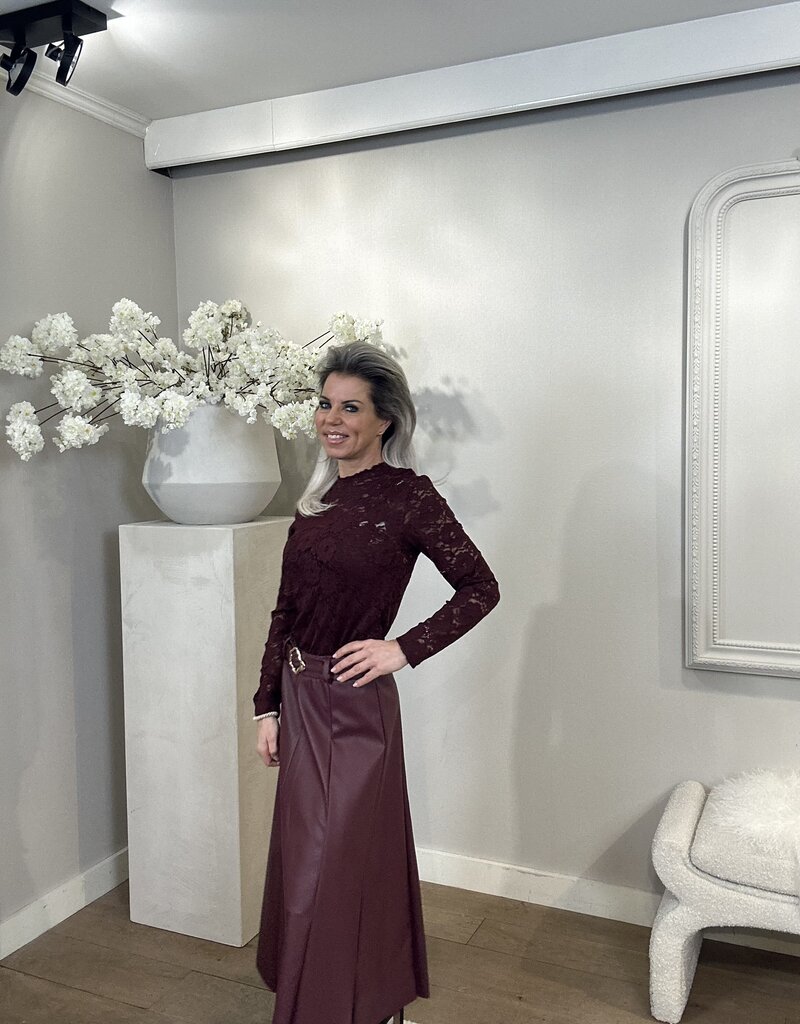 Leerlook rok Bordeaux