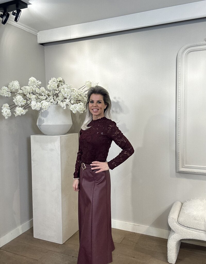 Leerlook rok Bordeaux