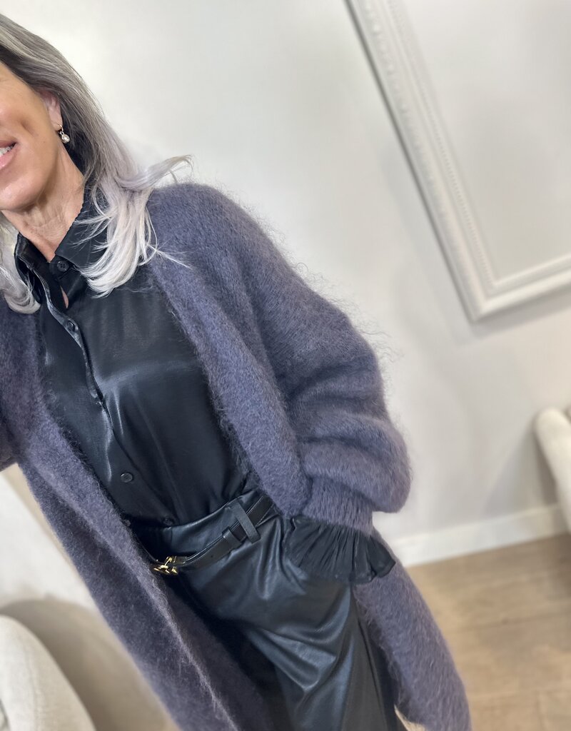 Vest Mohair lang licht/donker grijs