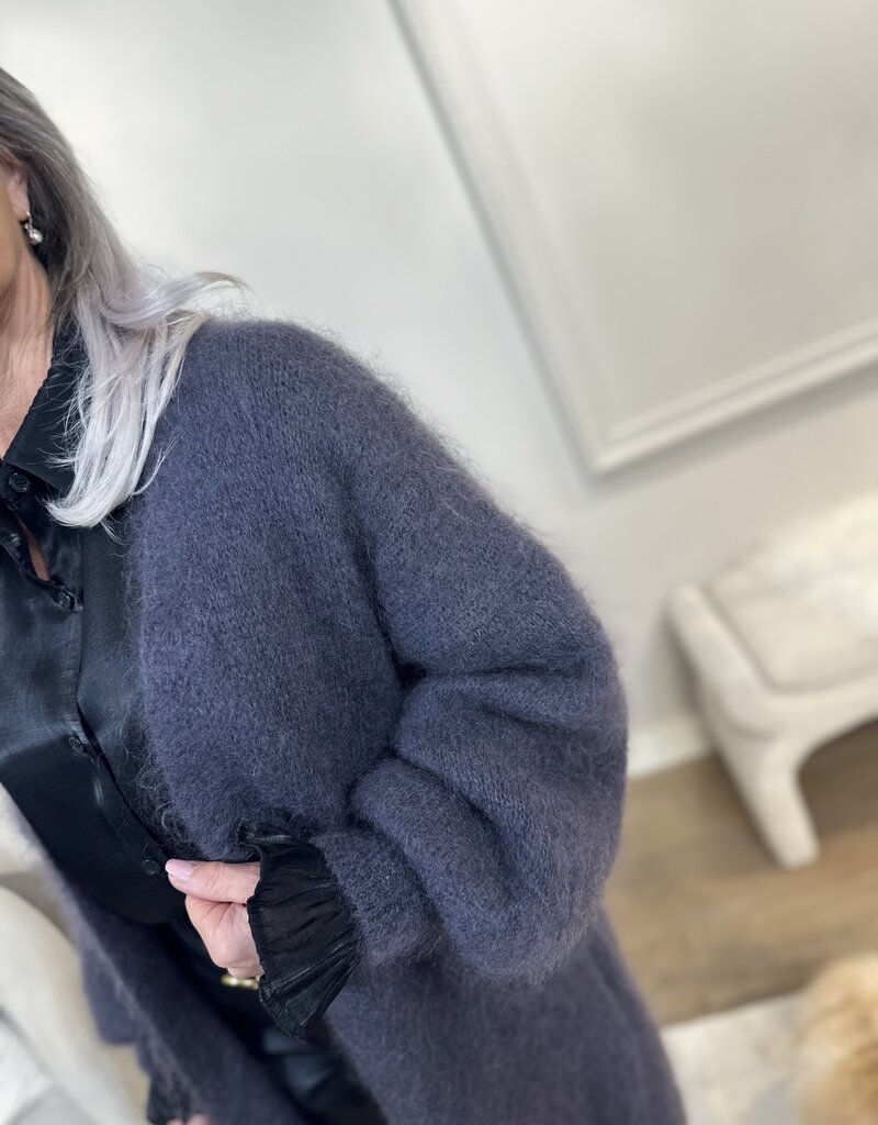 Vest Mohair lang licht/donker grijs