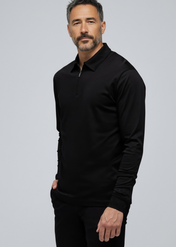 Tria D’oro Long Sleeve Polo Black