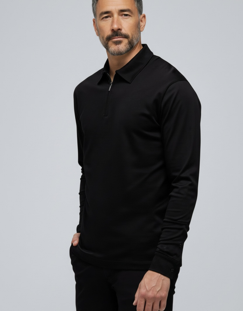 Tria D’oro Polo Langarm Schwarz