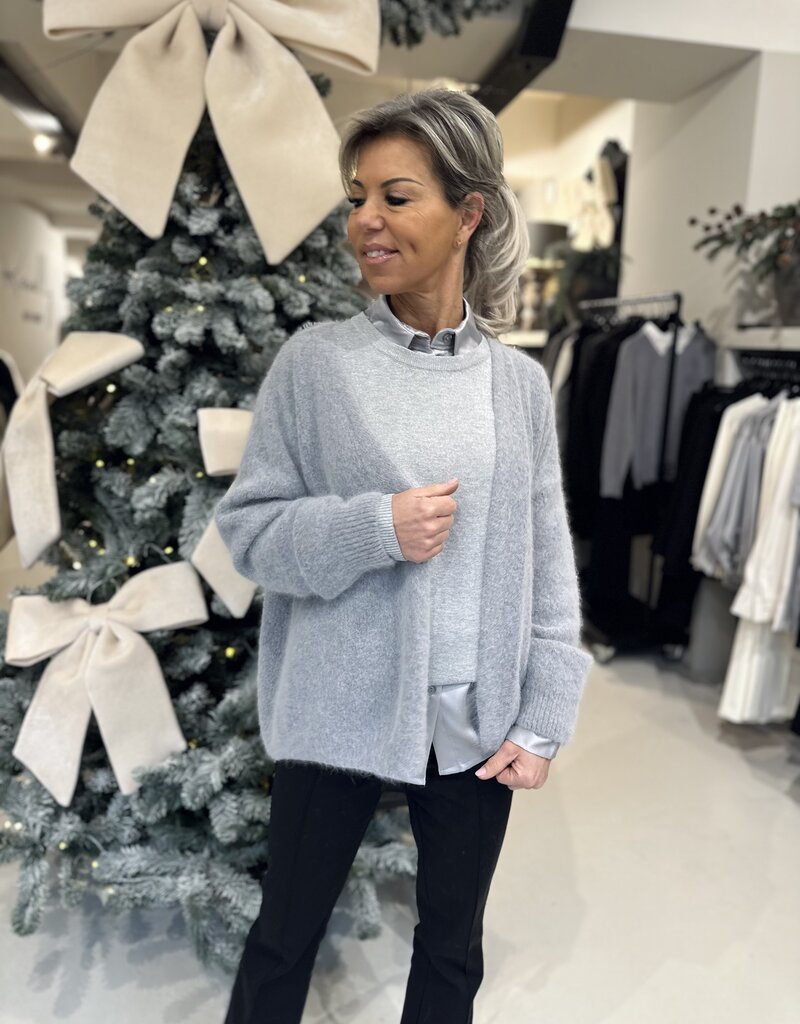 Strickjacke Angora grau