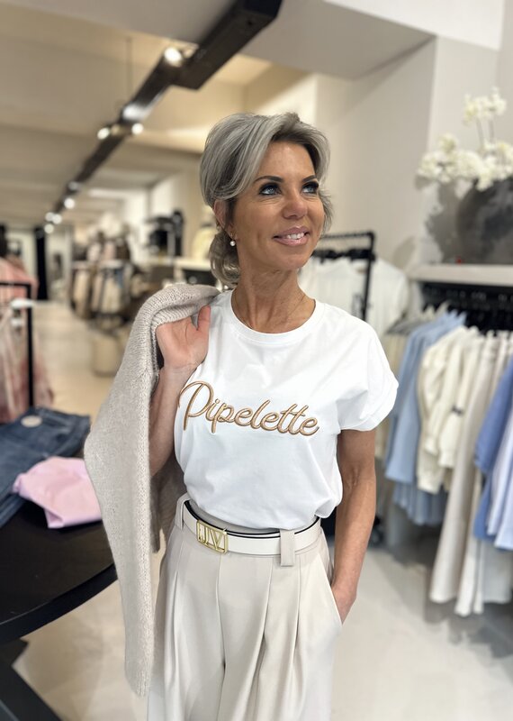 T-shirt Pipelette Blanc cassé