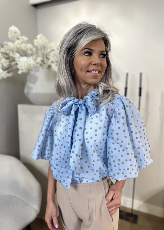 Bluse Dotty Blau