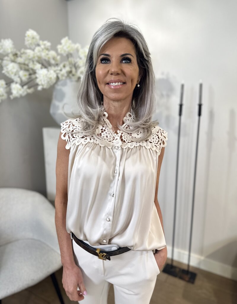 Top Fleur beige