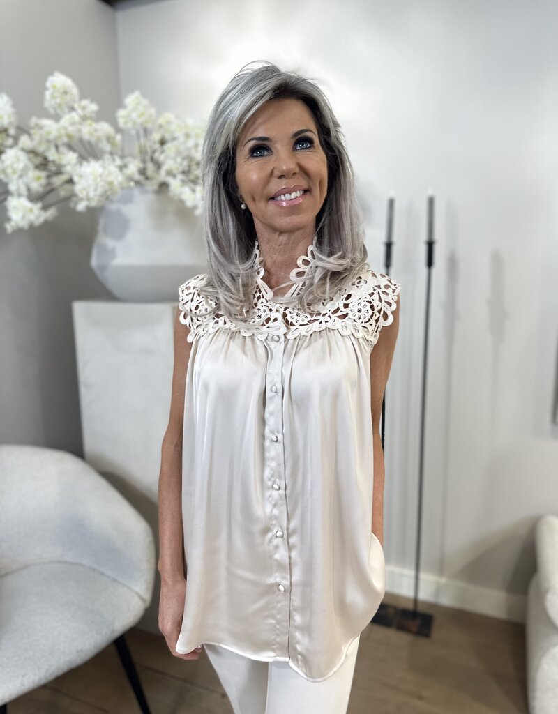 Top Fleur beige