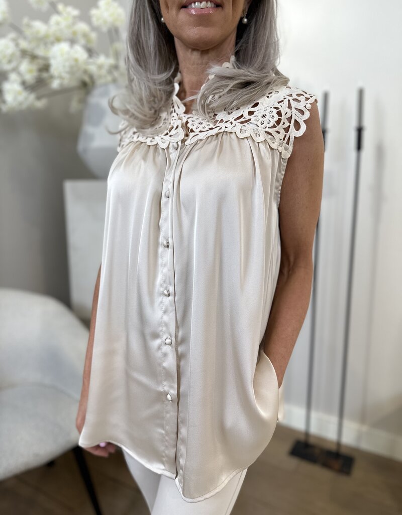 Top Fleur beige